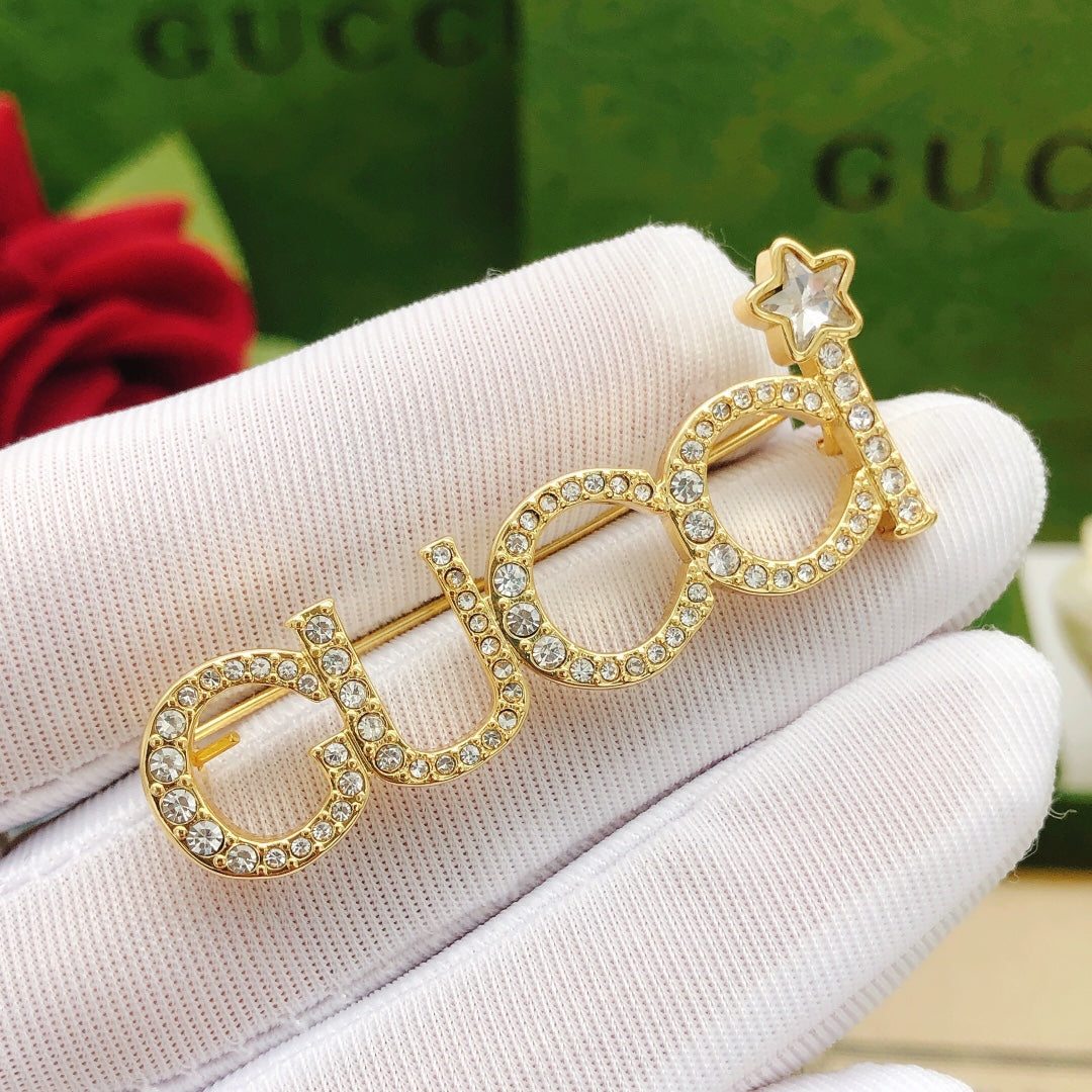 18K Double Gucci Diamonds Brooch