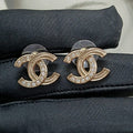 18K  Chanel Vintage Diamond Gold Earrings