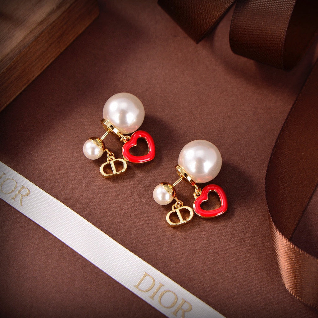 18K Dior Heart Valentine Earrings
