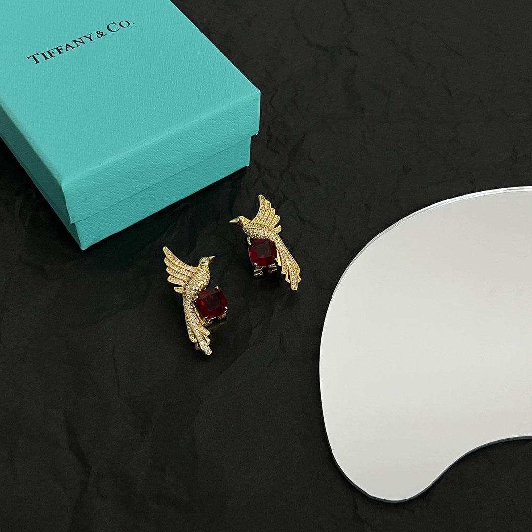 18K Tiffany Bird Diamonds Earrings