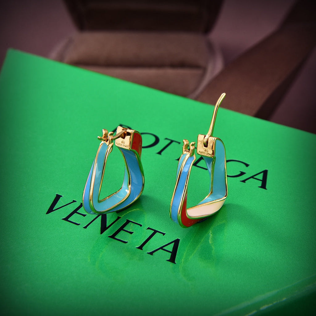 18K BVLGARI Twisted-triangle Hoop Earrings