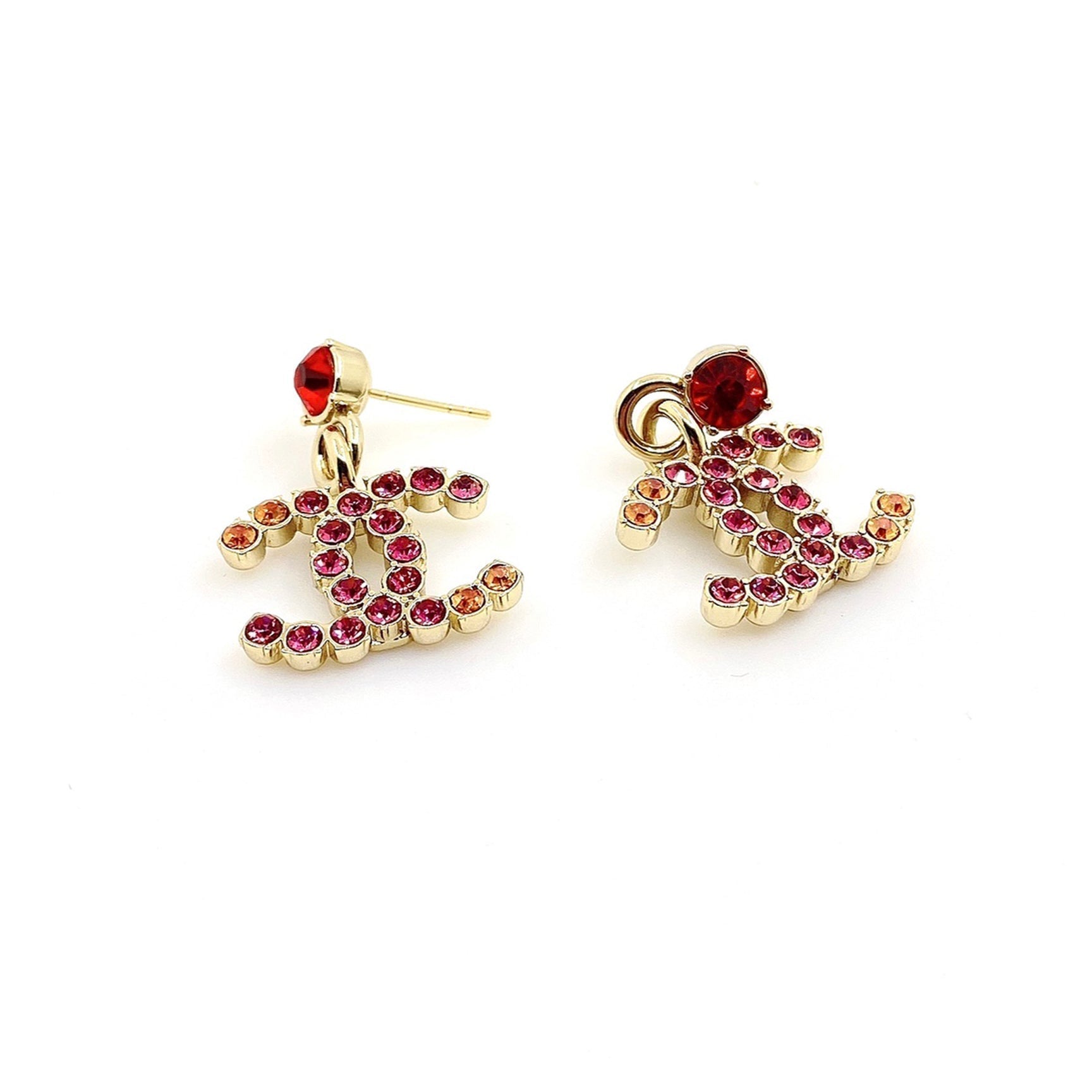 18K  Chanel Pink Crystals Earrings