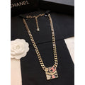 18K  Chanel Pink Logo Chain Necklace