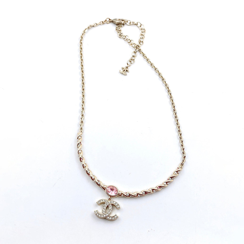 18K  Chanel Pink Crystal Necklace