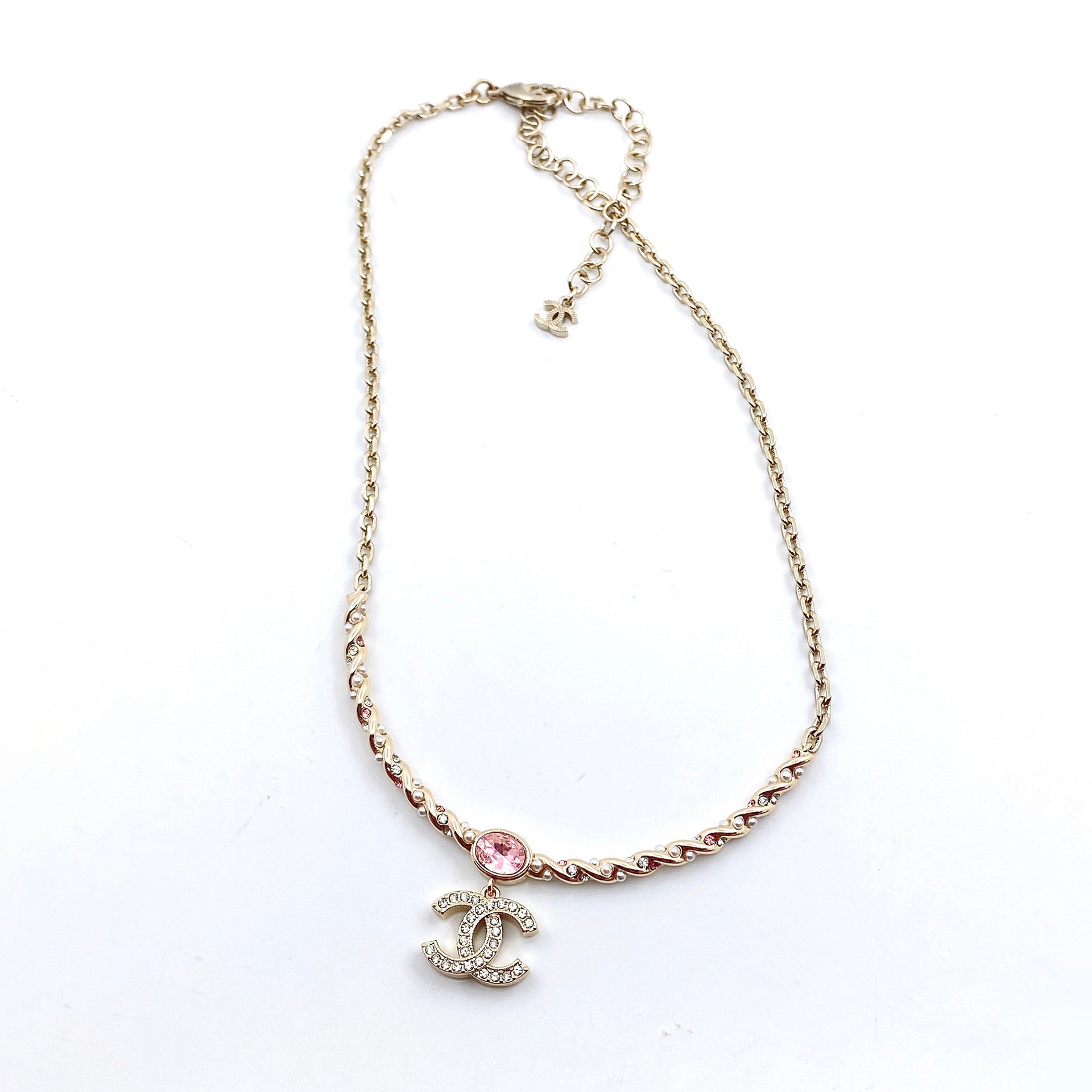 18K  Chanel Pink Crystal Necklace