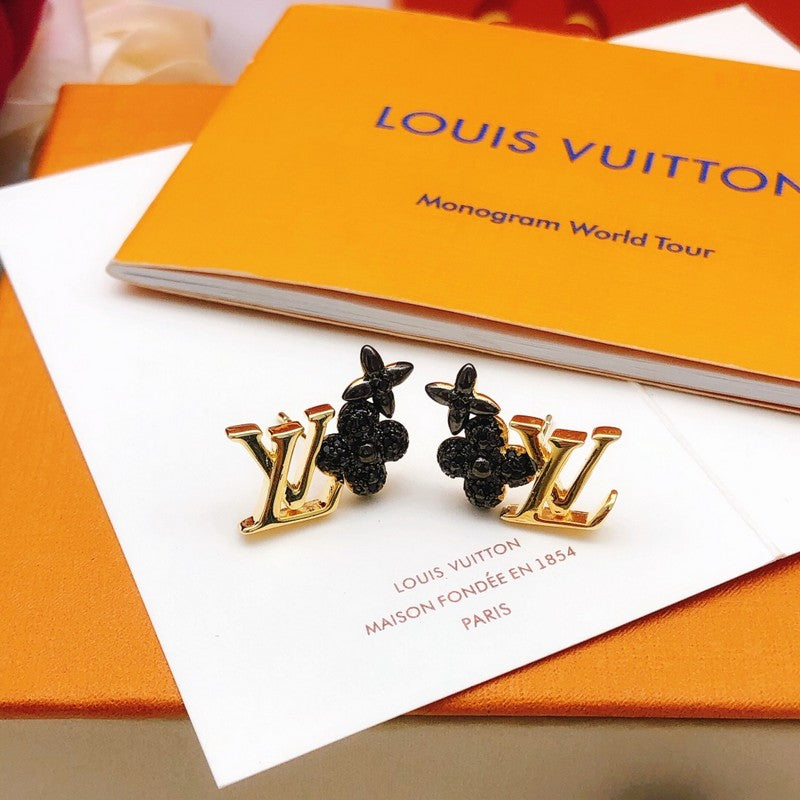 18K Louis Vuitton Black Blossom Earrings