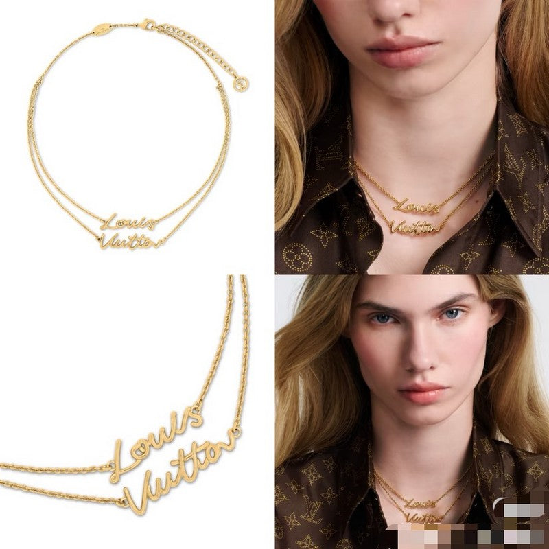 18K Louis Vuitton Script Necklace