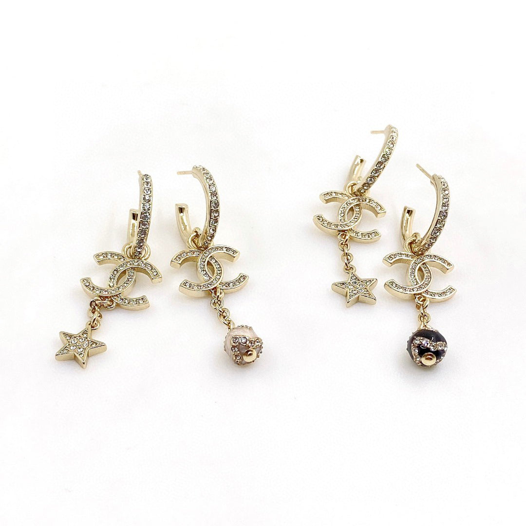 18K  Chanel Pearl Long Pendant Earrings