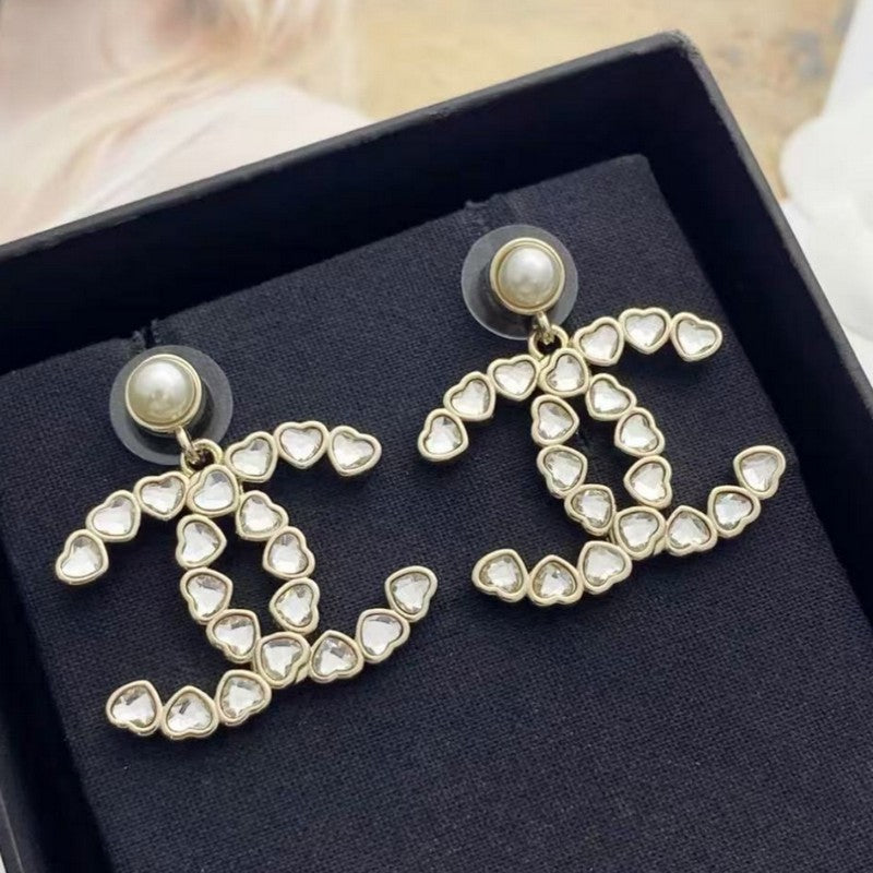18K  Chanel Pearl & Crystal Earrings
