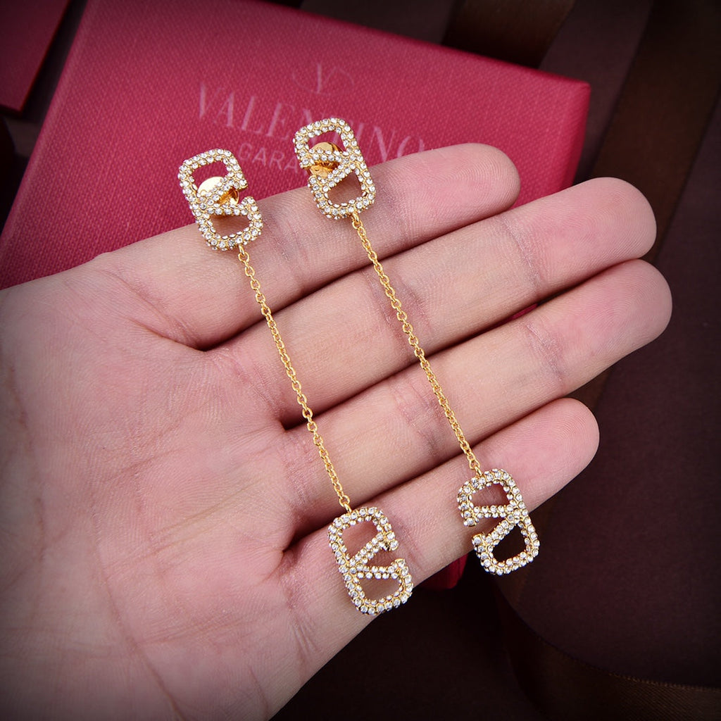 18K Valentino Crystal Valentino Signature Earrings