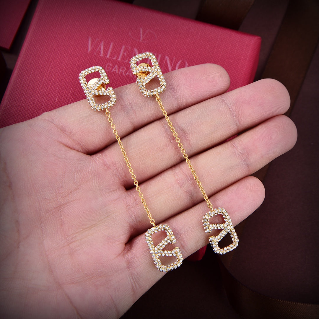 18K Valentino Crystal Valentino Signature Earrings