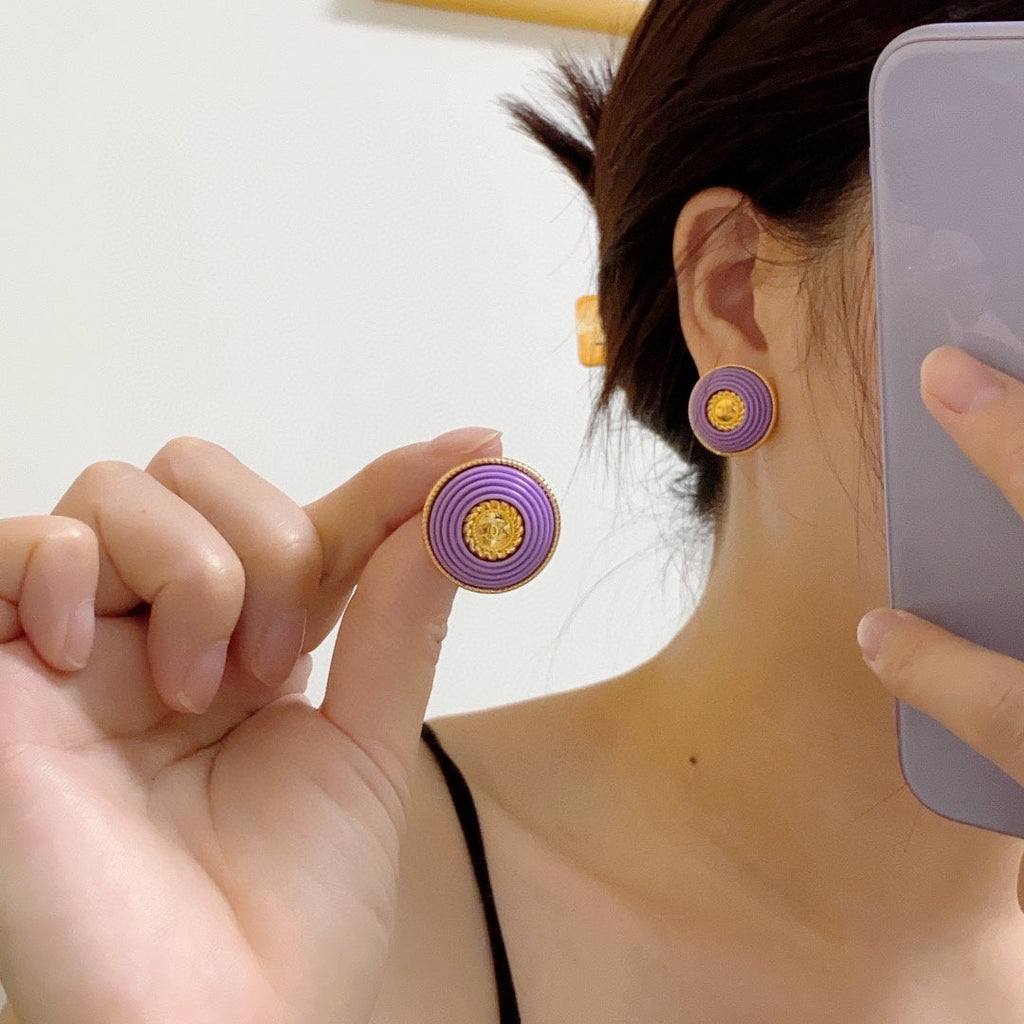 18K  Chanel Purple Resin Earrings