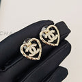 18K  Chanel Heart Diamond Earrings