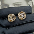 18K  Chanel Round Diamond Gold Earrings