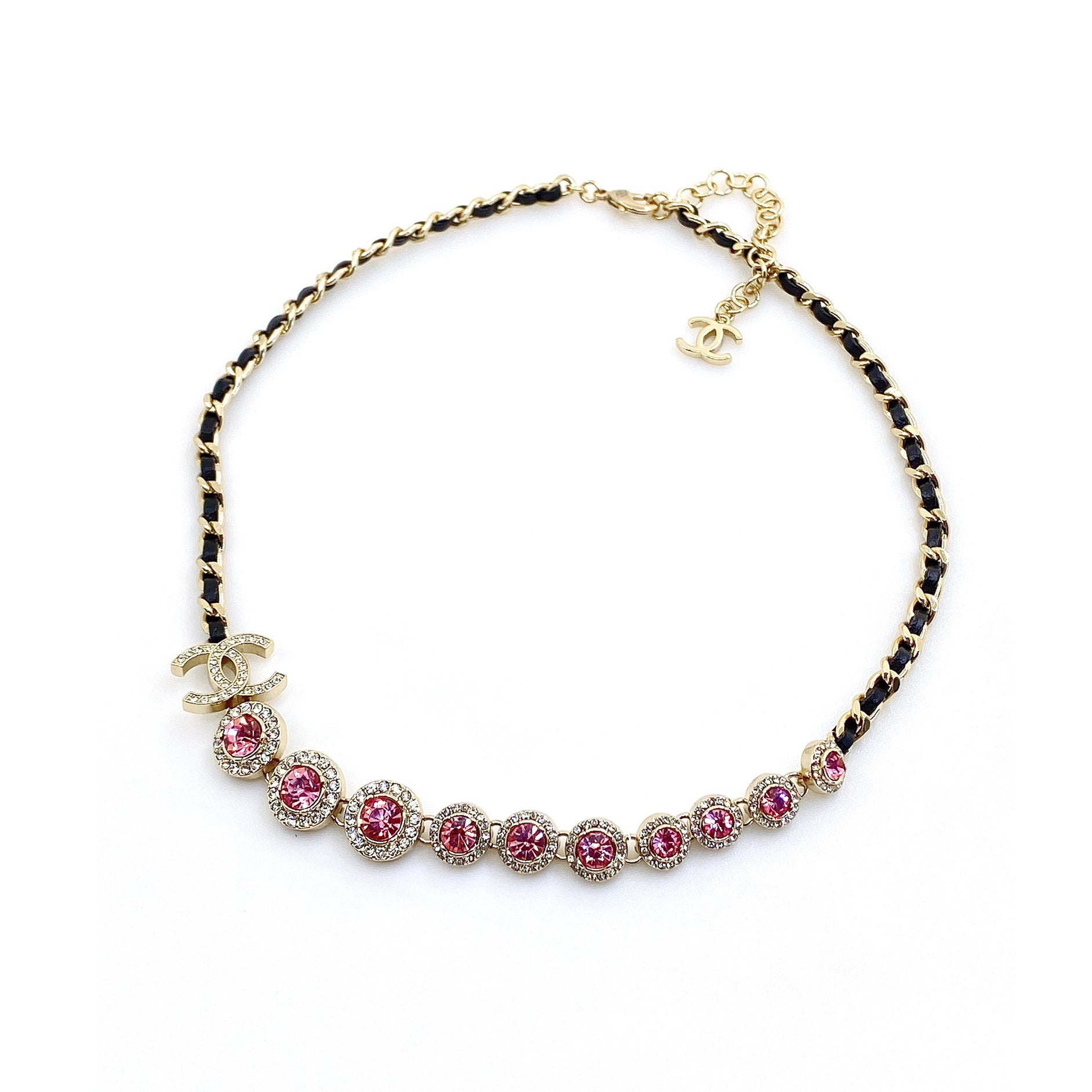 18K  Chanel Leather Choker Necklace