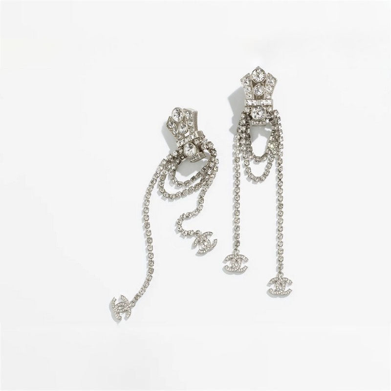 18K  Chanel Tassel Crystal Earrings