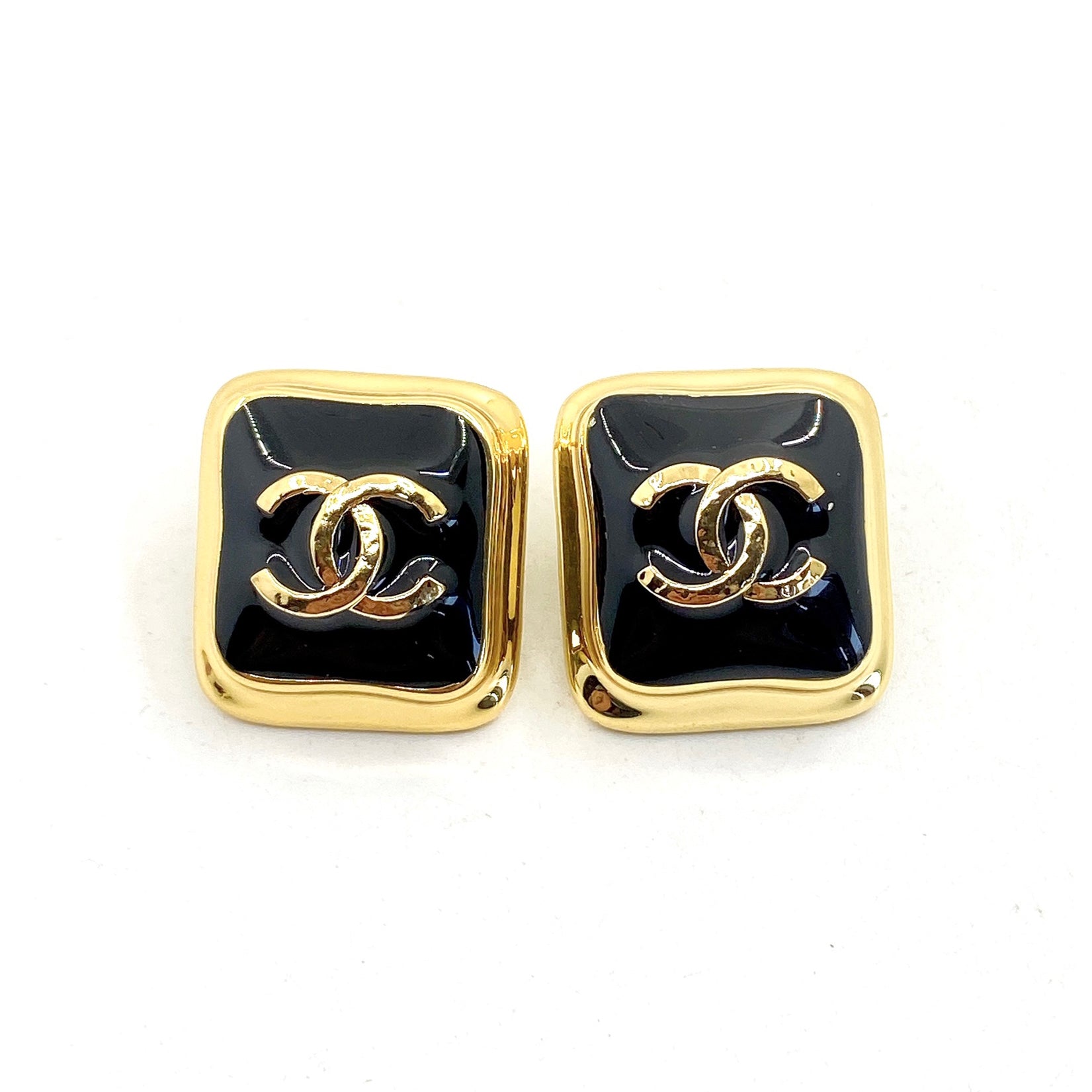 18K Square  Chanel Earrings