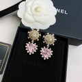 18K  Chanel Heart Pink Crystal Earrings