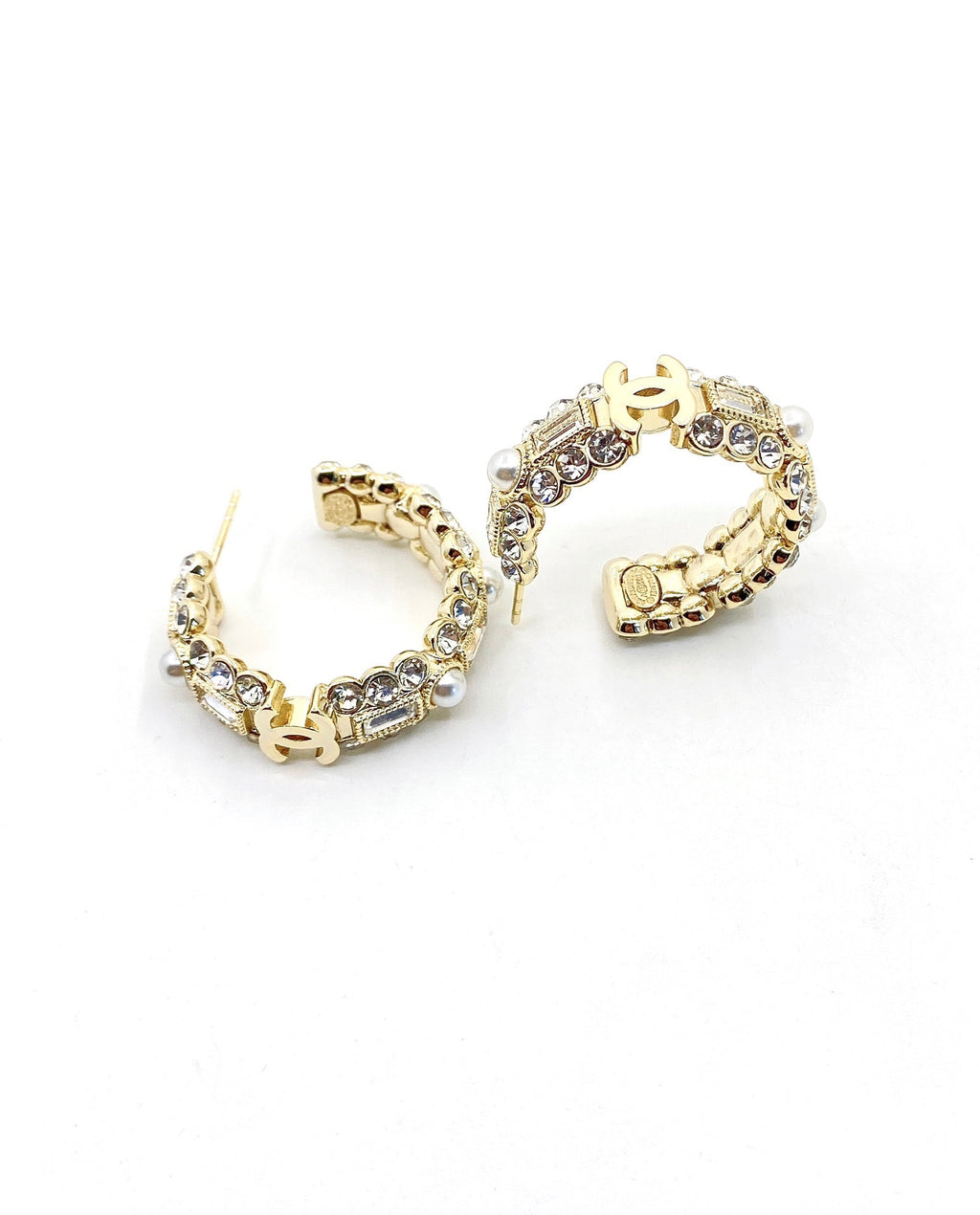 18K  Chanel Crystals Circle Earrings
