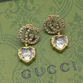 18K Double Gucci Crystal Pendant Earrings