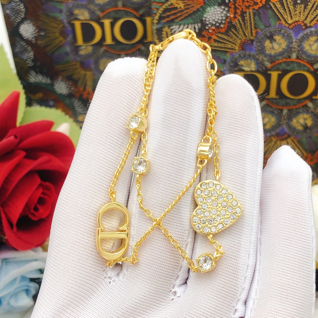 18K Petit Dior Heart Diamonds Bracelet
