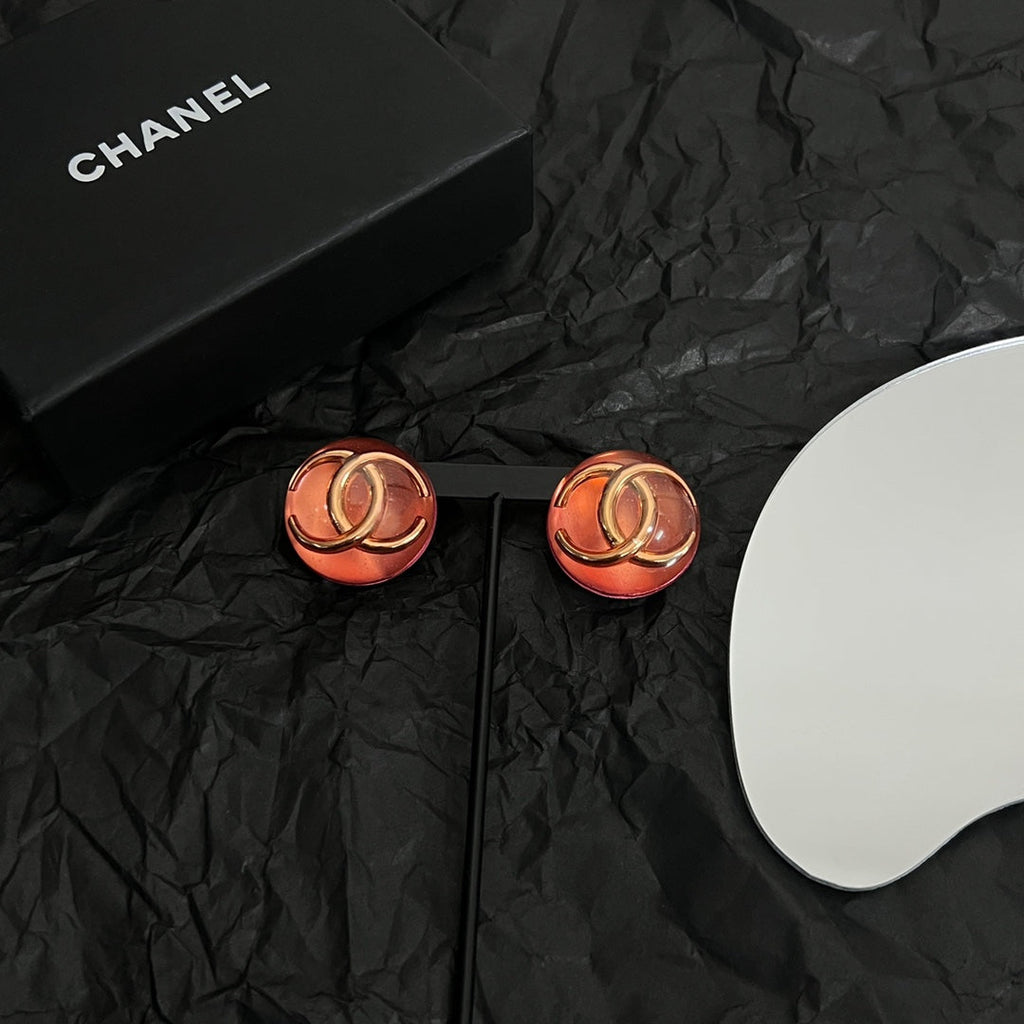 18K Vintage  Chanel Red Crystal Earrings