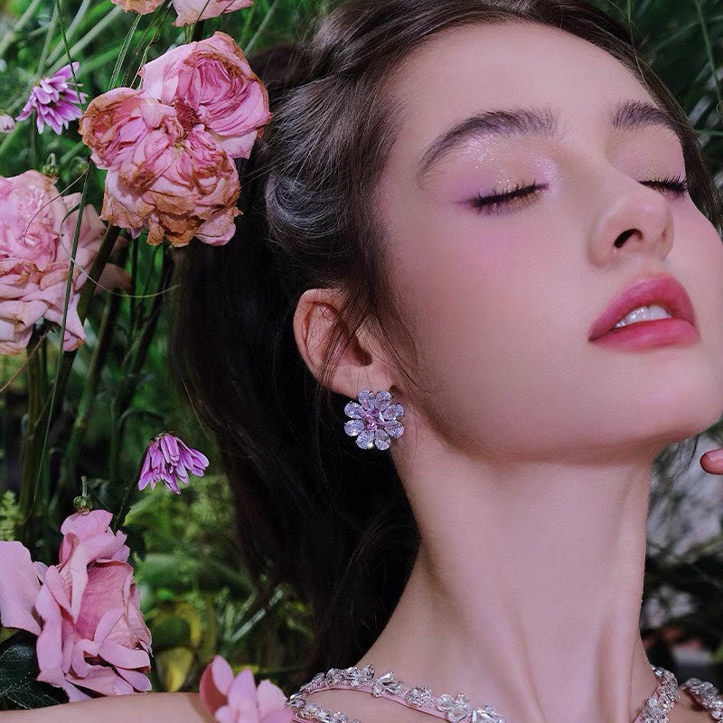 18K BVLGARI Pink Crystals Earrings