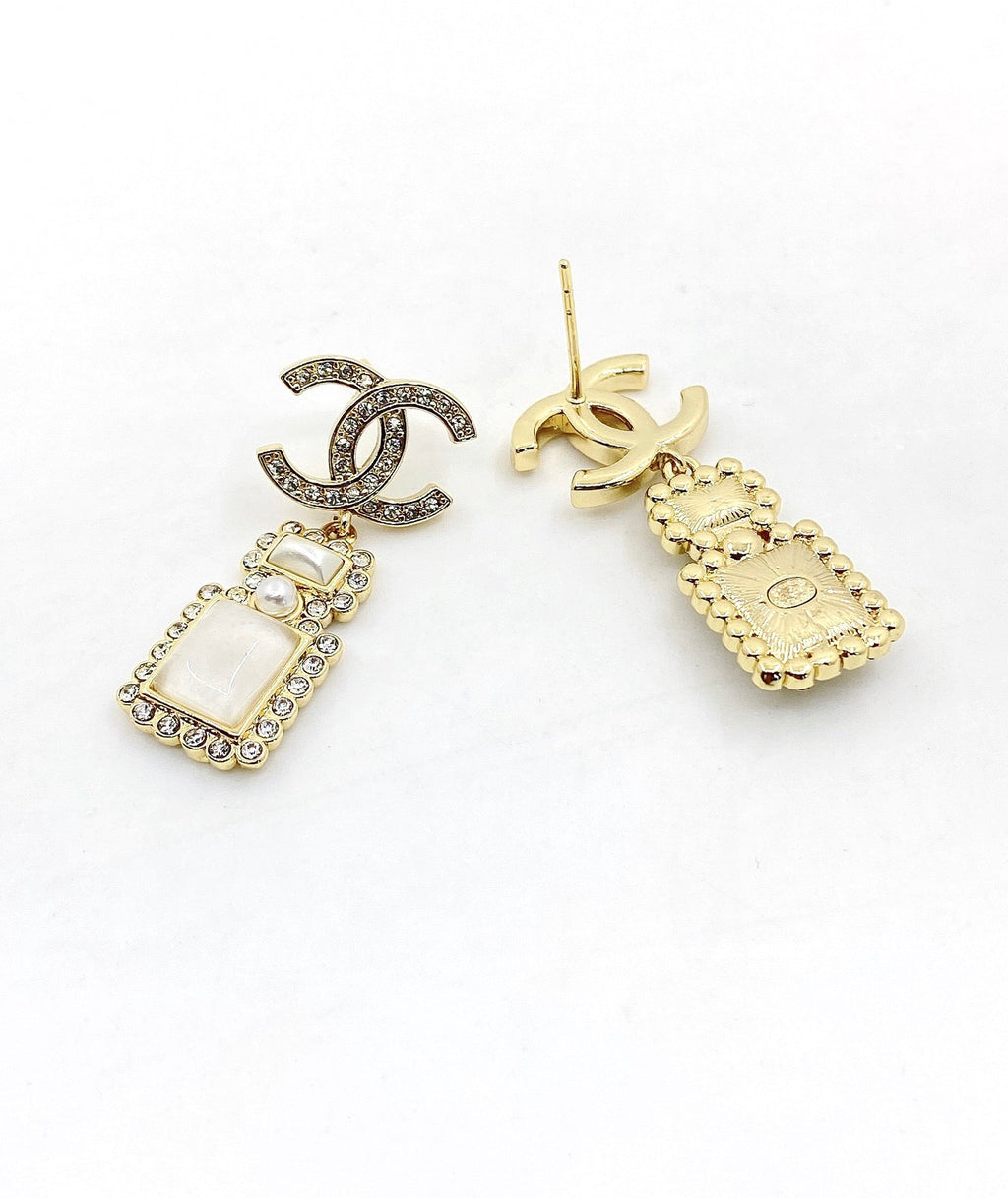 18K  Chanel Perfume Bottle Earrings