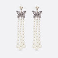 18K Dior Pearls Tassel Long Earrings