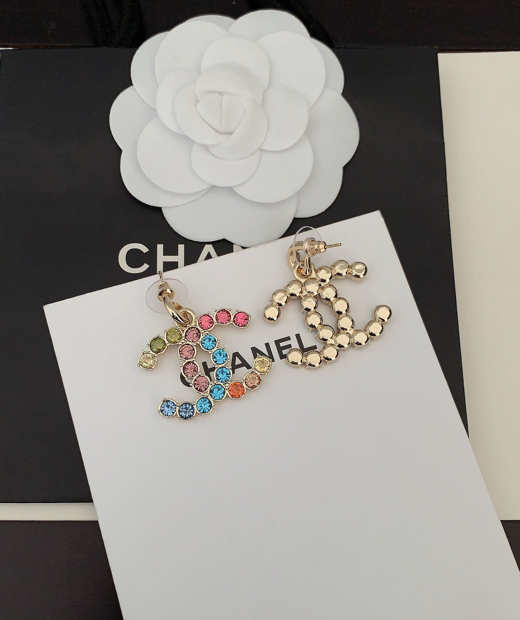 18K  Chanel Color Crystals Earrings