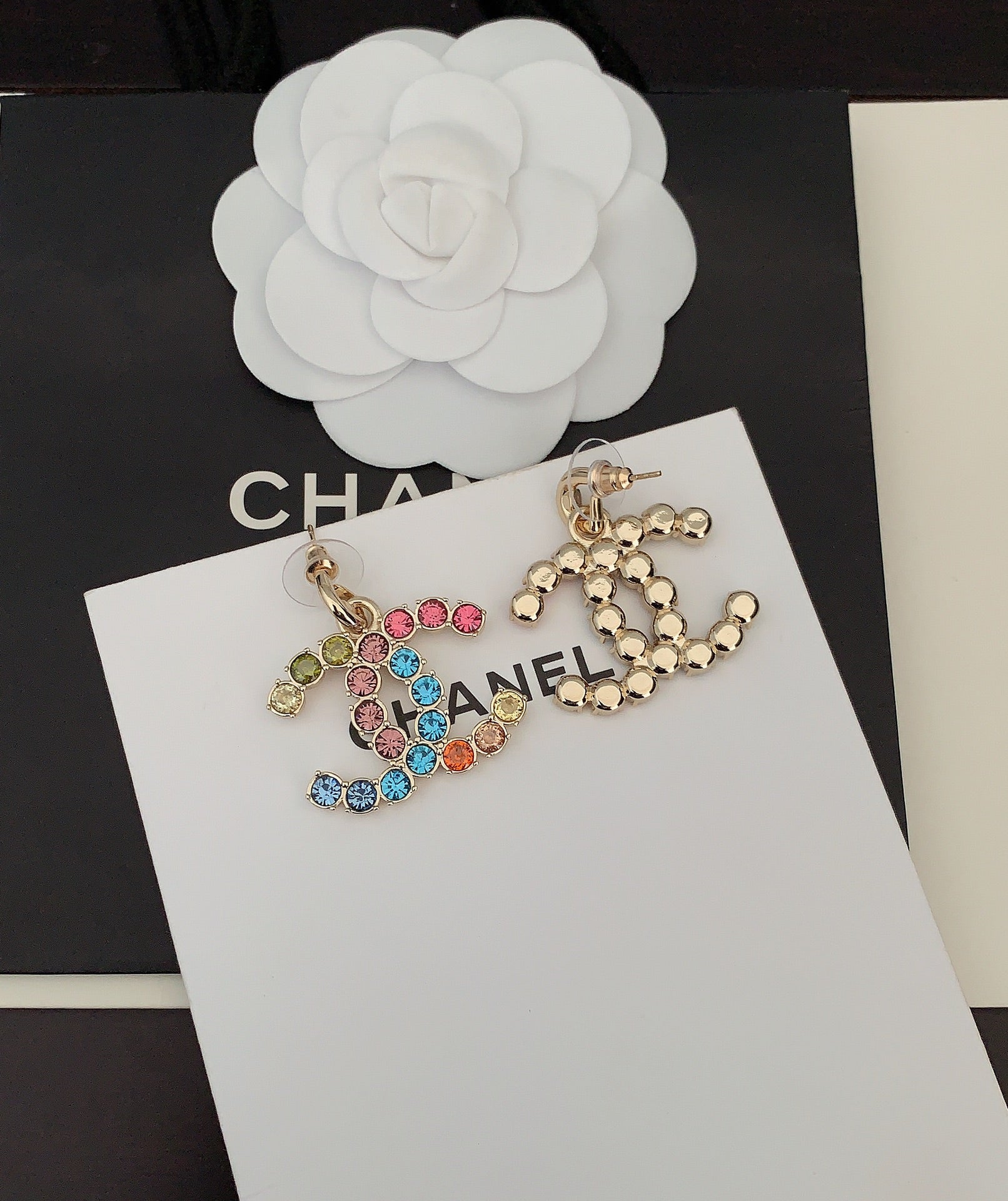 18K  Chanel Color Crystals Earrings