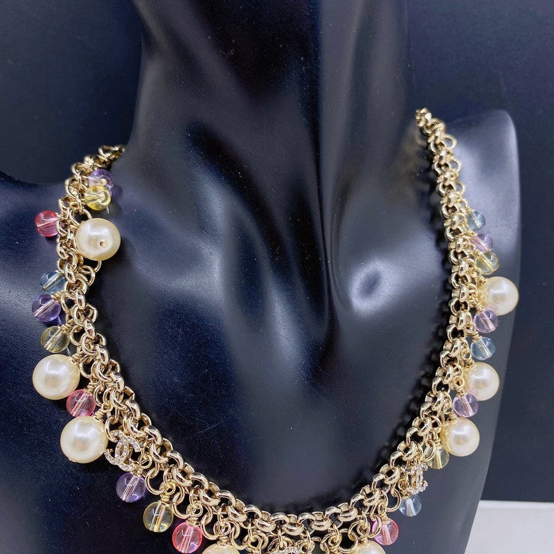 18K  Chanel Pink Crystal Chain Links Necklace