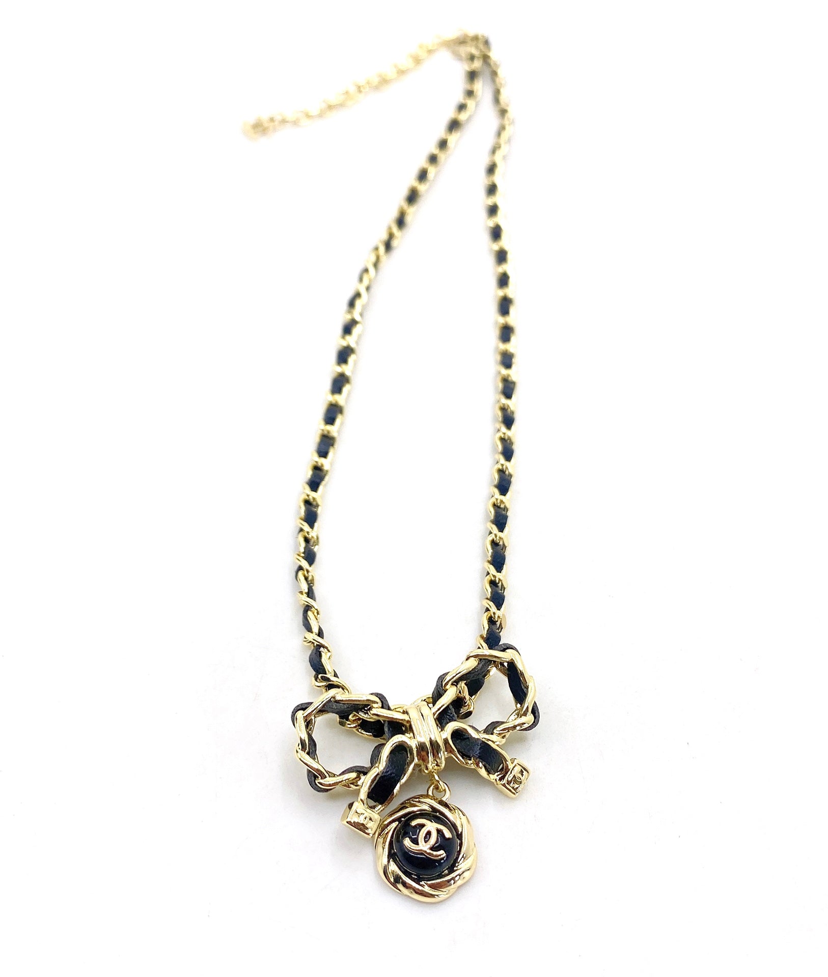18K  Chanel Rhinestone Bow Tie Necklace