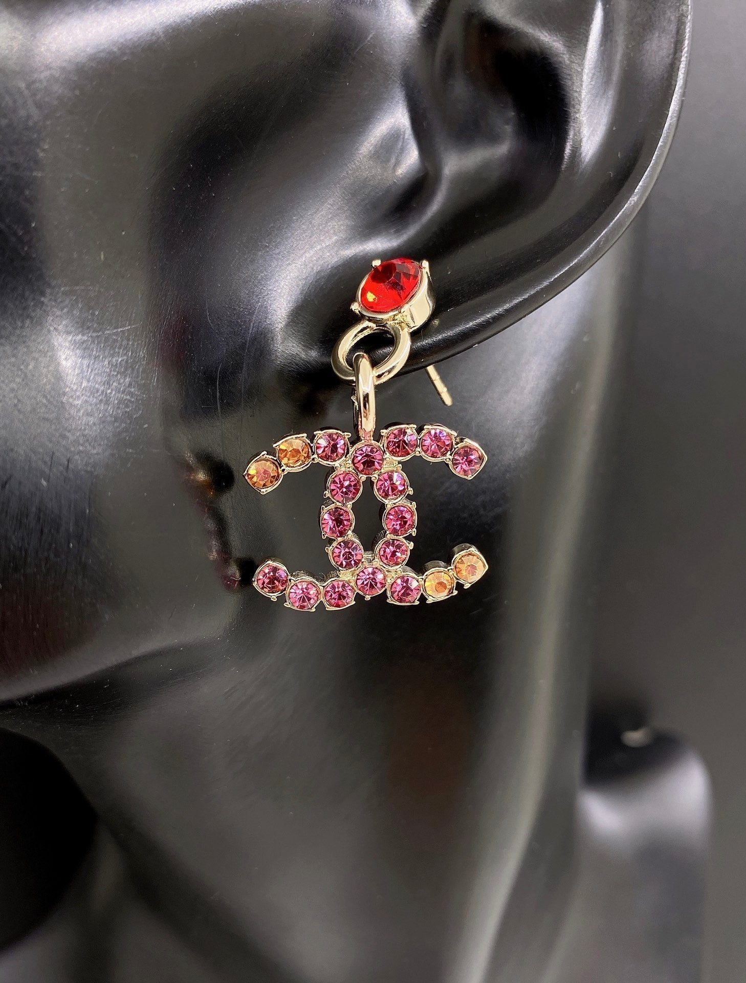 18K  Chanel Pink Crystals Earrings