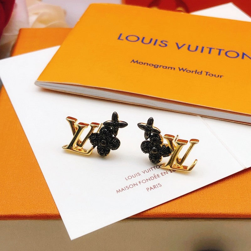 18K Louis Vuitton Black Blossom Earrings