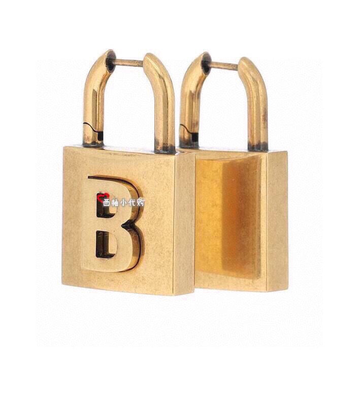 18K Balenciaga Gold Small Lock Earrings