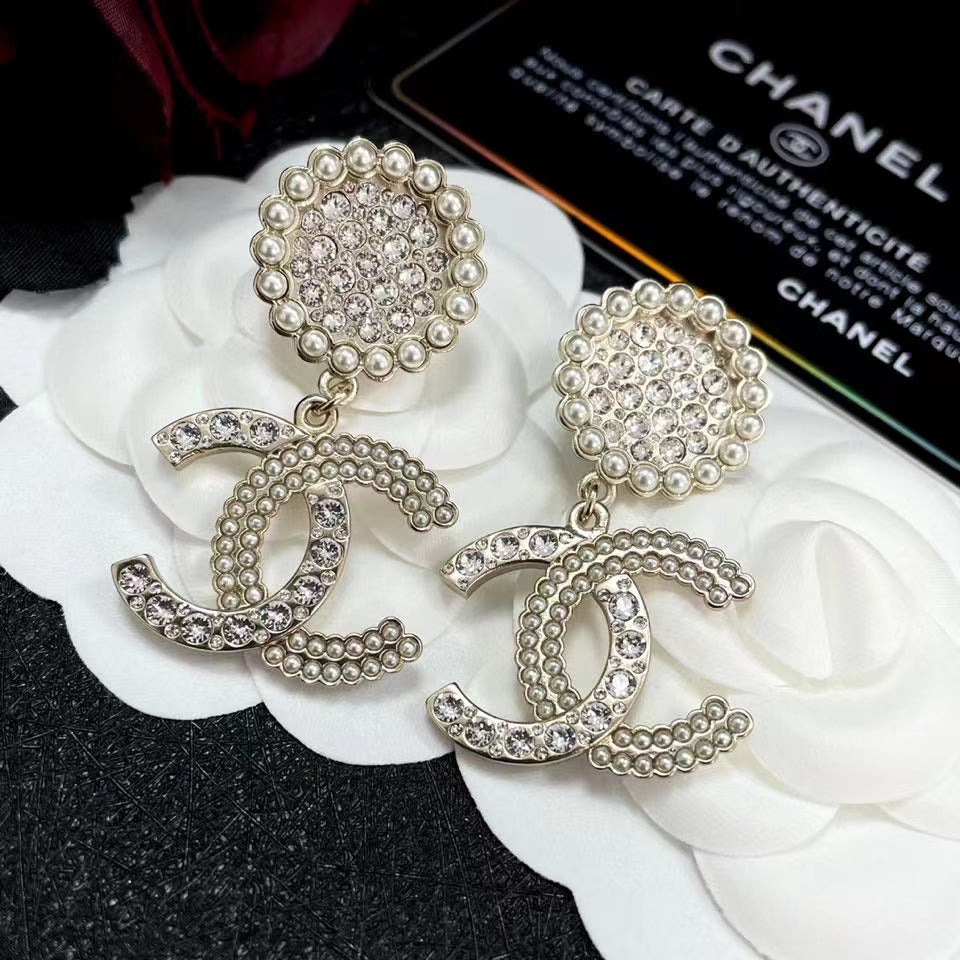18K  Chanel Diamond Drop Earrings