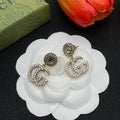 18K Double Gucci Crystals Earrings
