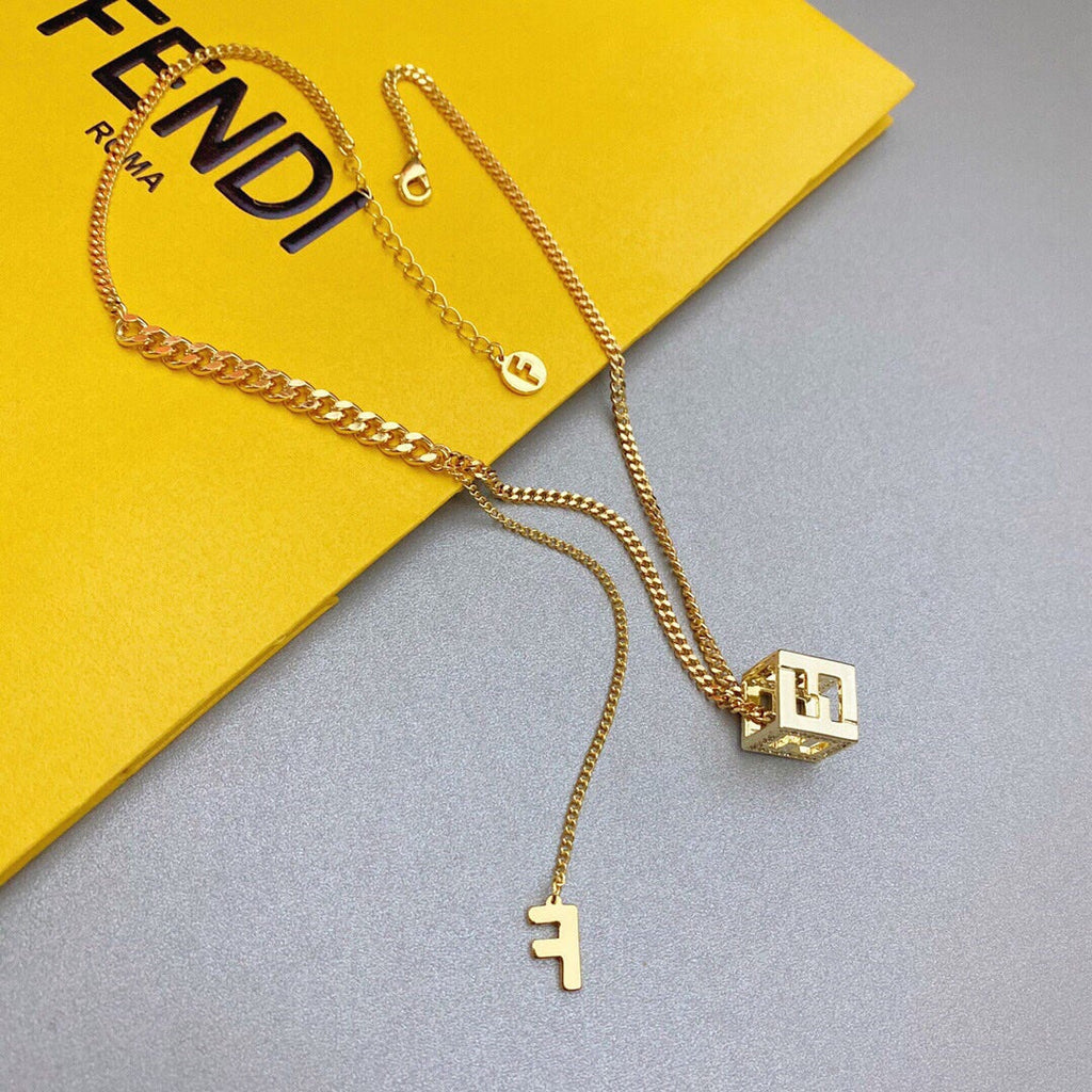 18K Fendi Cube Diamonds Necklace