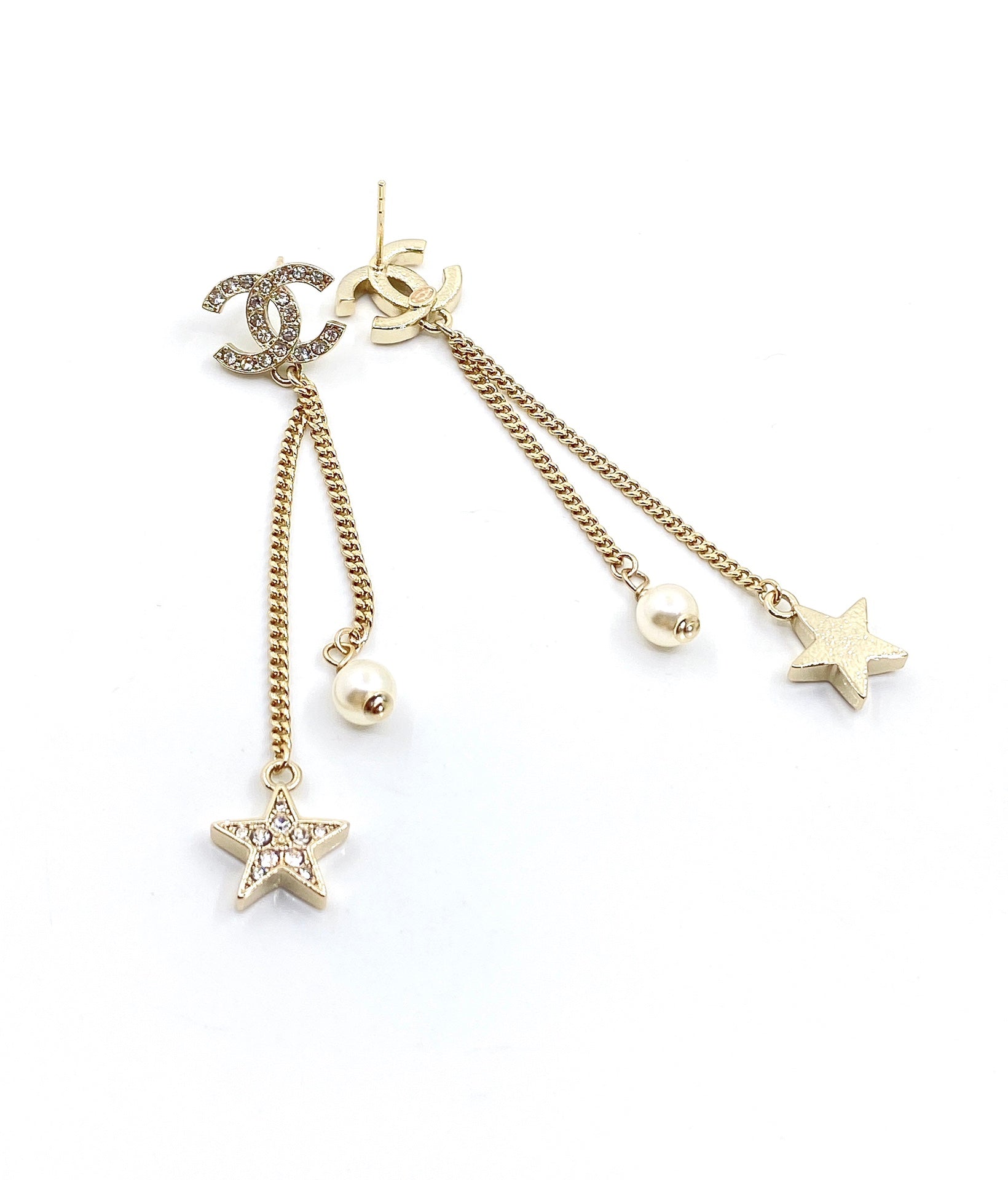 18K  Chanel Pearl & Star Earrings