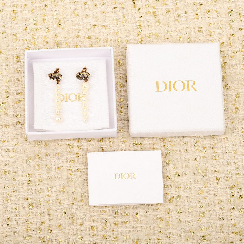 18K Dior Long Pearls Earrings