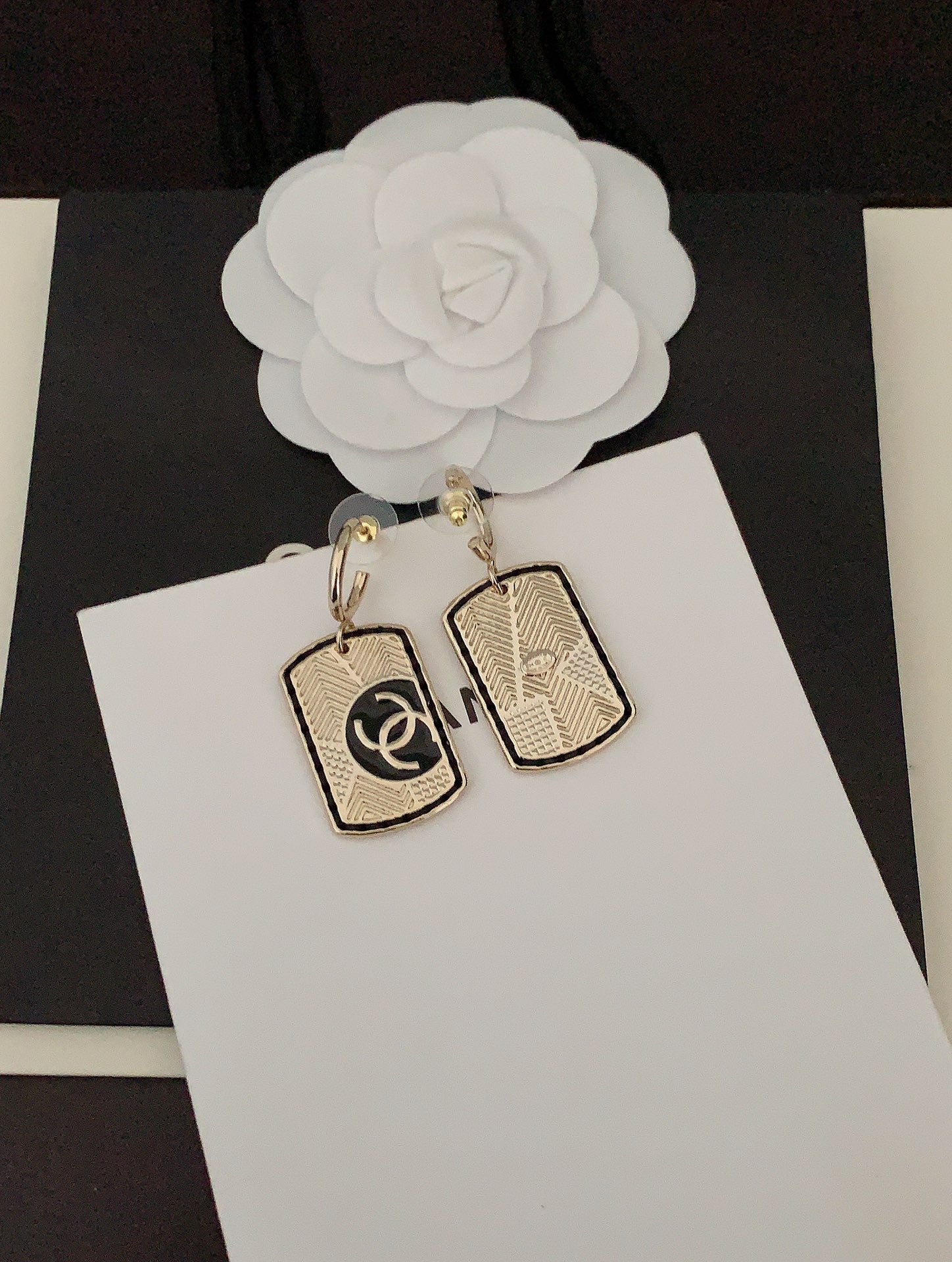 18K  Chanel Plate Earrings