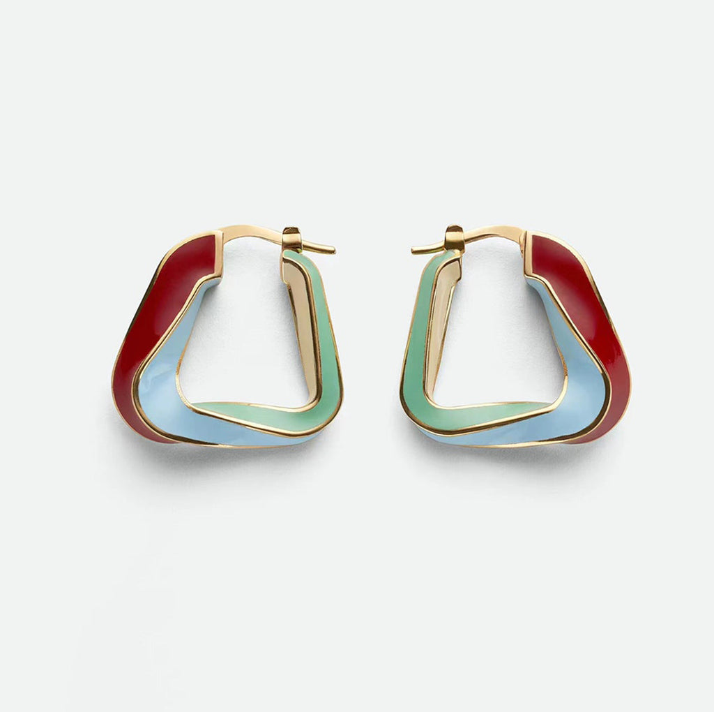 18K BVLGARI Twisted-triangle Hoop Earrings