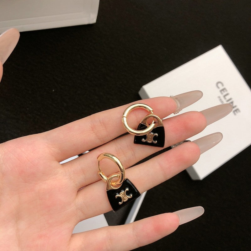 18K Celine Black Bag Gold Earrings