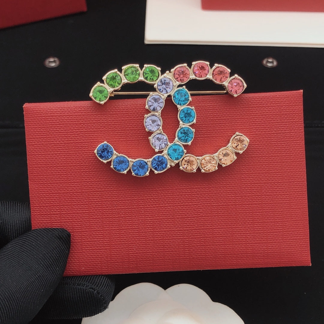 18K  Chanel Color Crystals Brooch