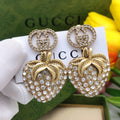 18K Double Gucci Crystal Strawberry Pendant Earrings