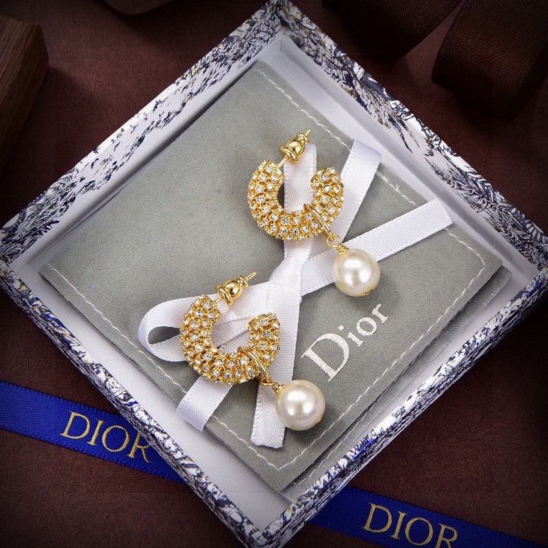 18K Dior Tribales Pave Diamond Earrings
