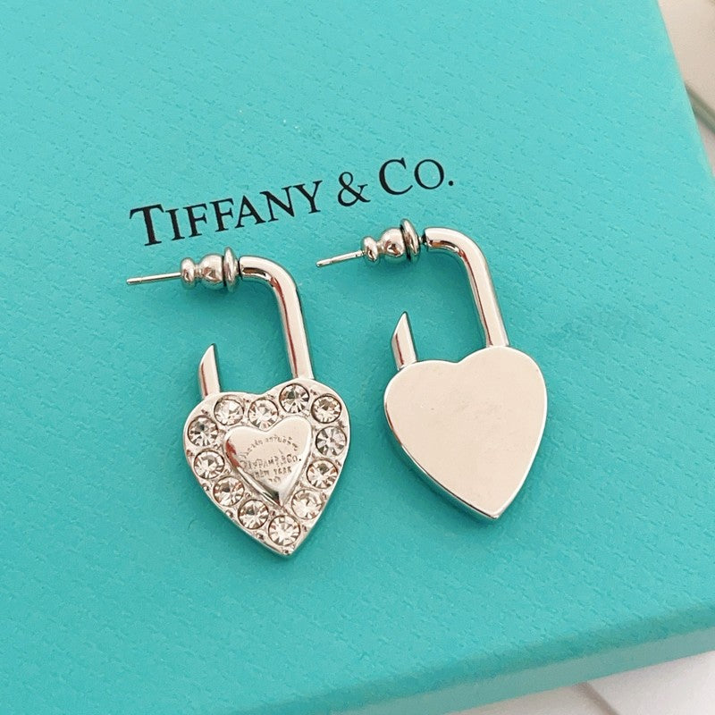 18K Tiffany Diamond Heart Earrings