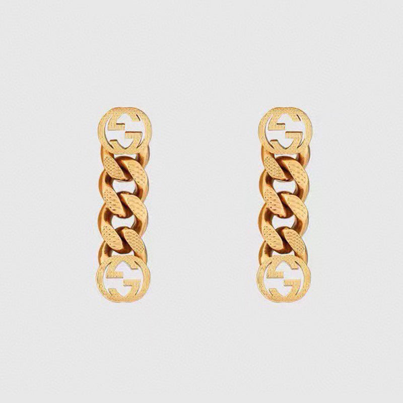 18K Double Gucci Chain Earrings