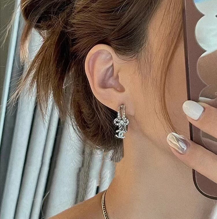 18K  Chanel Diamond Pendant Earrings